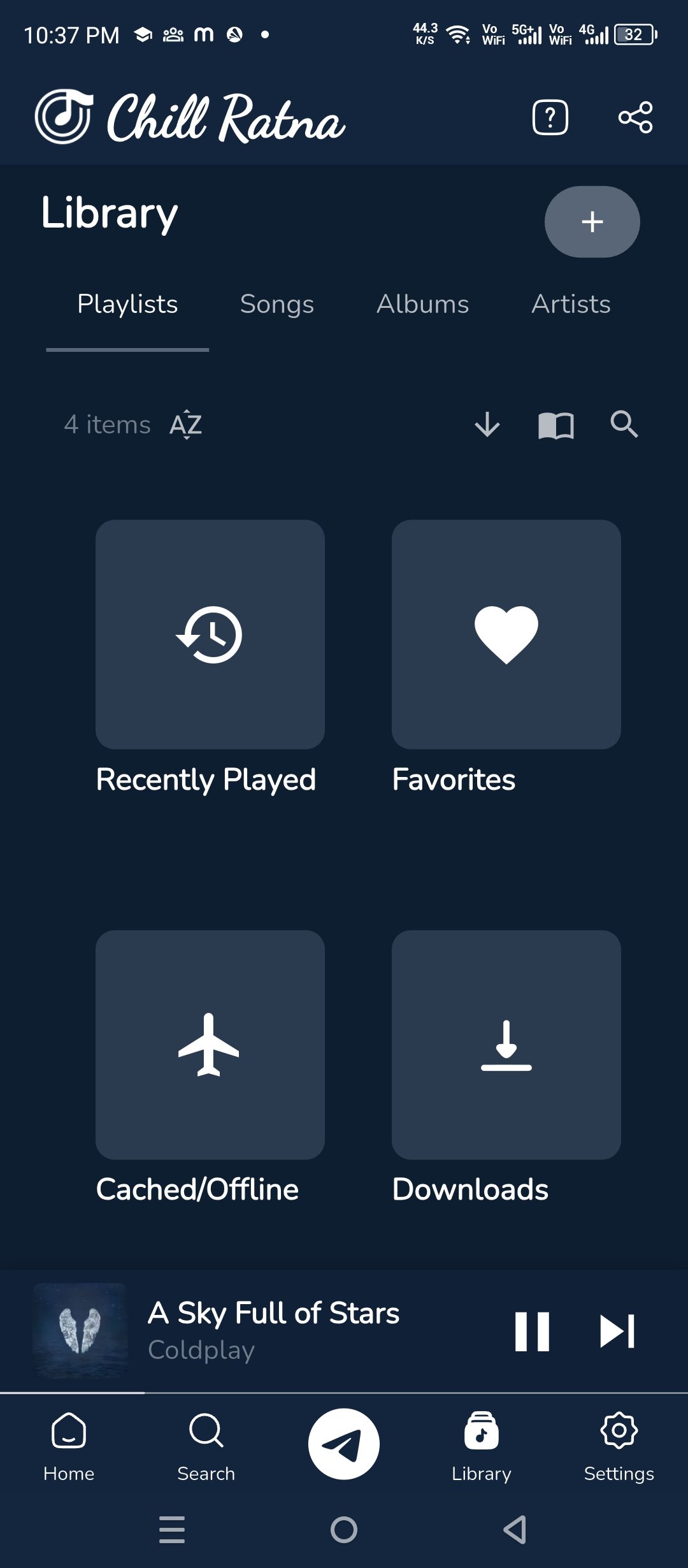 Chill Ratna App Library Screen